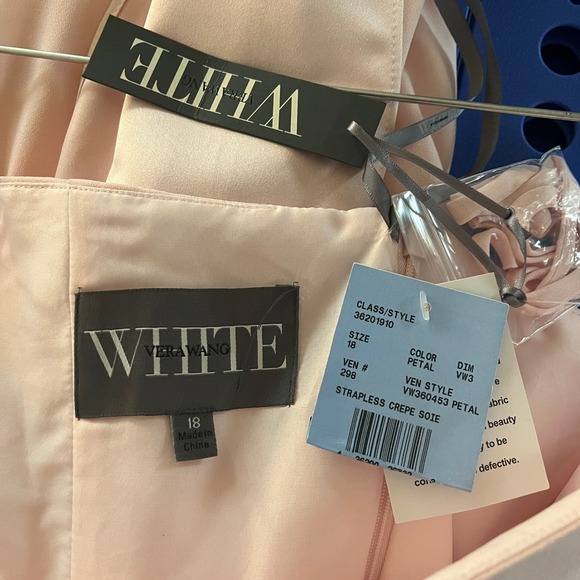 NWT White by Vera Wang Strapless Crepe Soie Gown Petal Pink Sz 18 - Picture 8 of 10